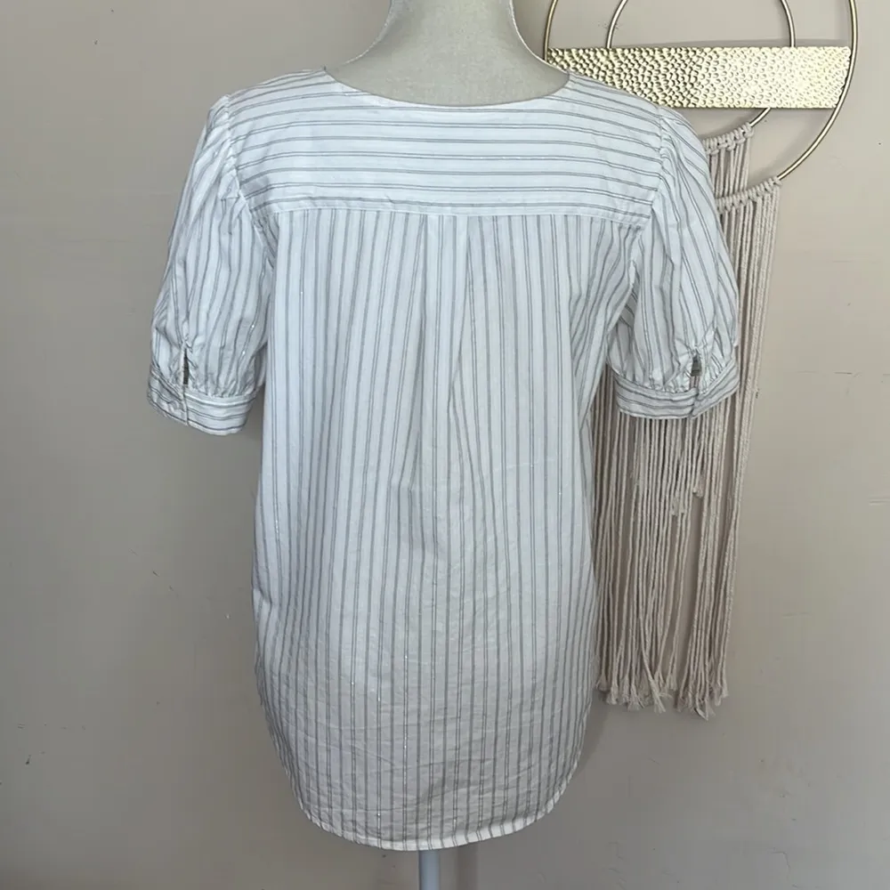 Hinge  • metallic striped short sleeve top - Image 52
