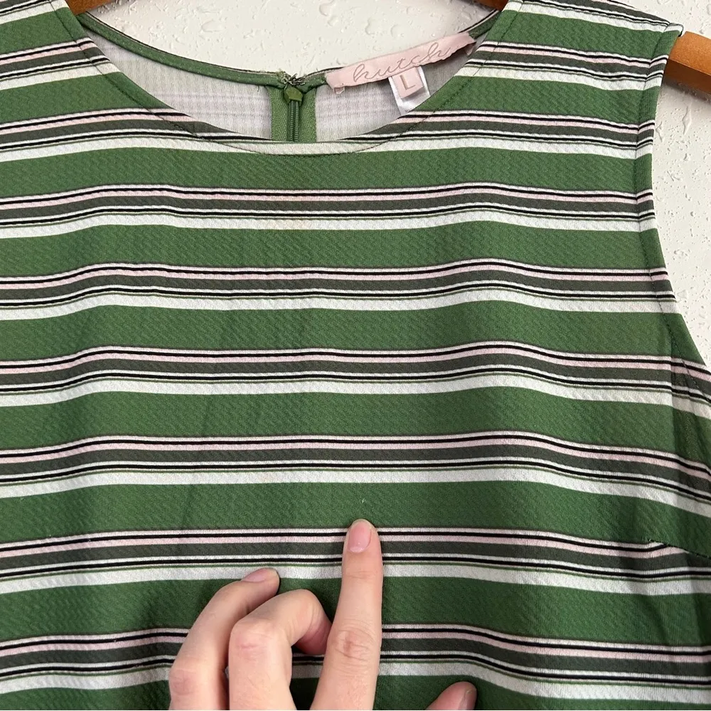 Hutch Green Striped Sleeveless Mini Dress Size Large Casual - Image 7