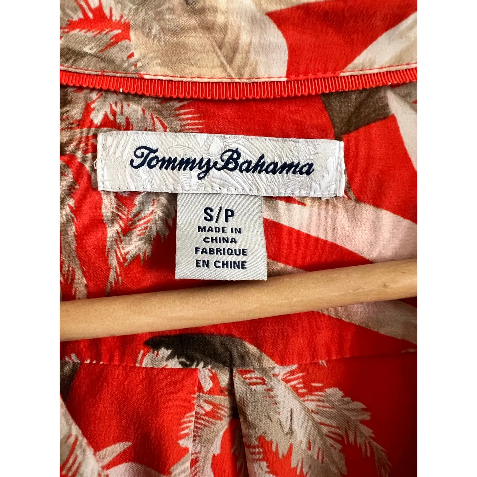 Tommy Bahama Exotic Tropical Blazing Orange Hawaiian Silk Women's Blouse Shirt S - Image 3