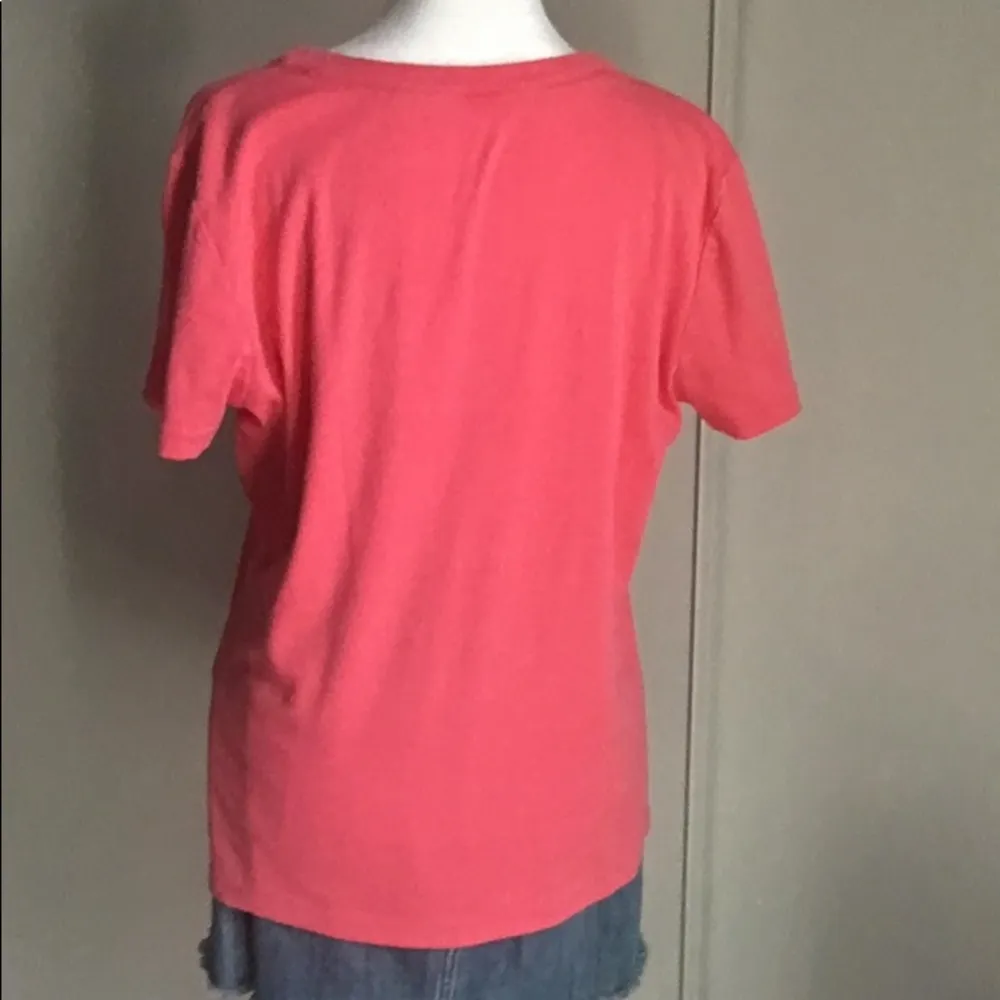Lands’ End Classic V-Neck Pink Cotton Short Sleeve T-Shirt Spring Summer - Image 3