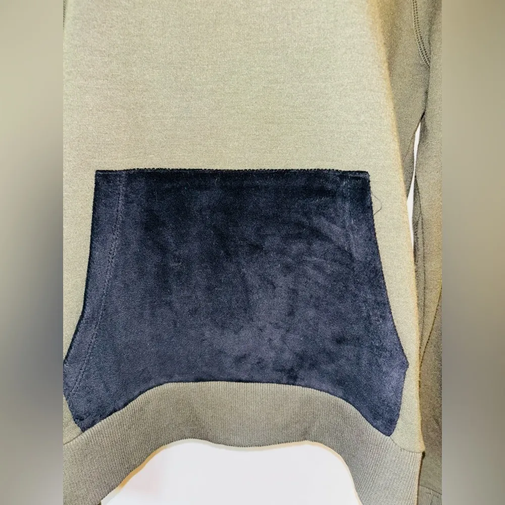 Women’s Bebe olive green Black velvet Sweatshirt Hoodie - Image 3