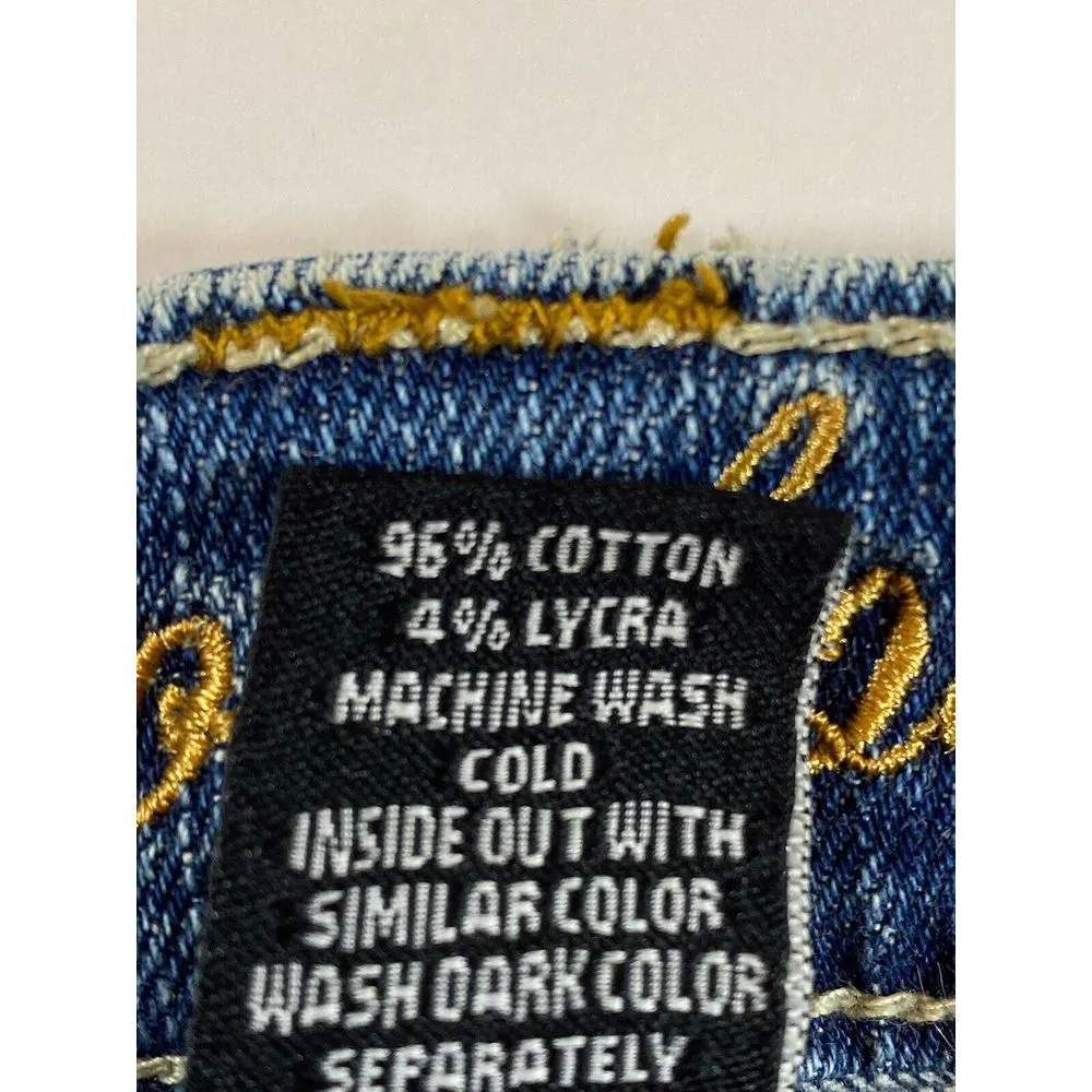 Southpole Jeans WOMEN 13 Y2K Cropped Distressed Camo Patches Blue Cuffed‎ Junior Size undefined - Image 8