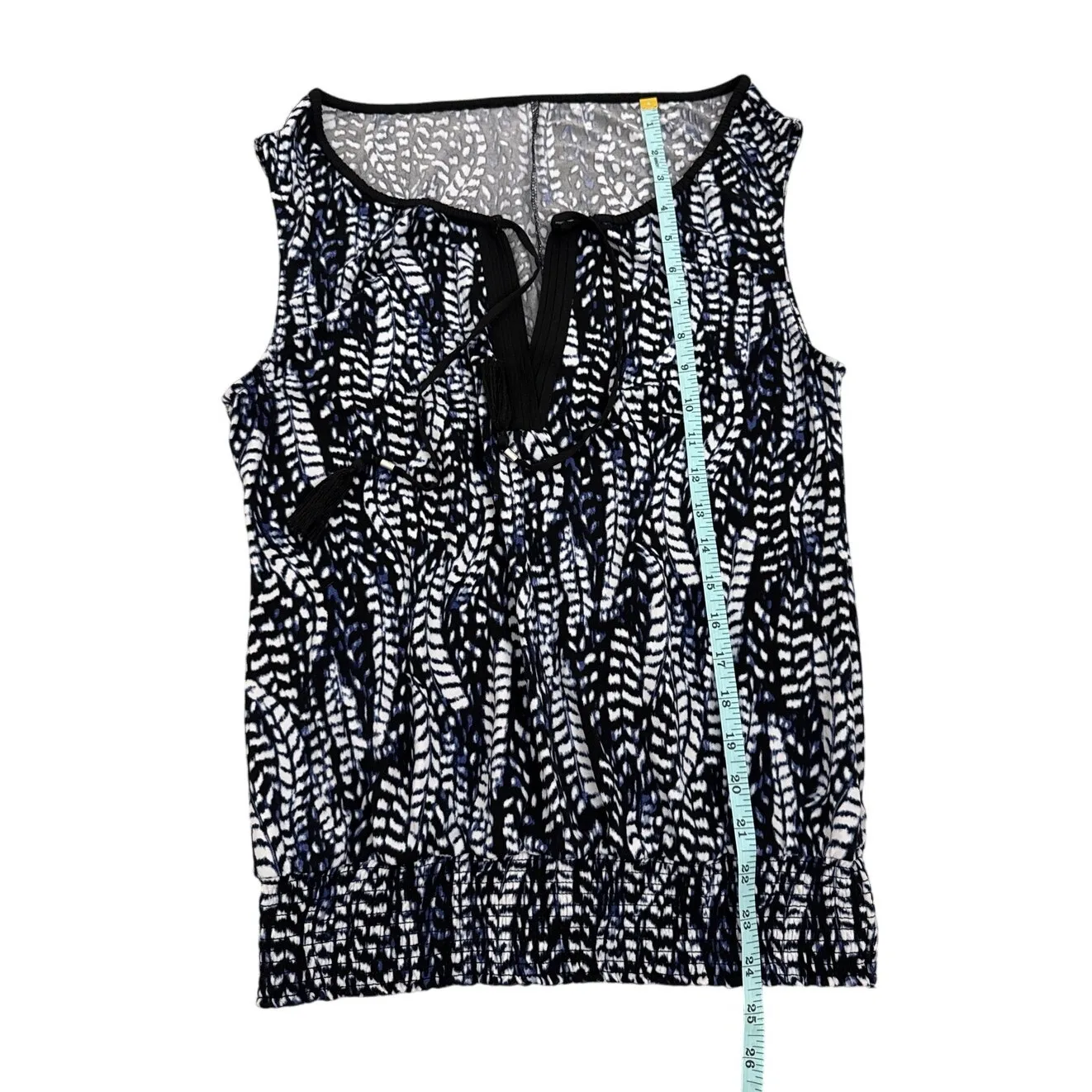 White House Black Market Blue V-neck Ruched Bottom Tank Top Size Women's Medium - Image 5
