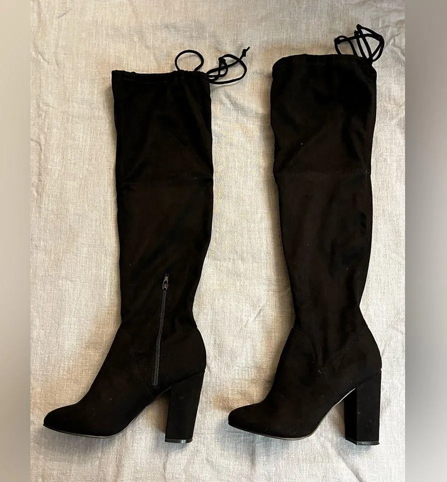 Faryl Robin Tall Suede Black Boots knee high Size 7.5 - Image 2