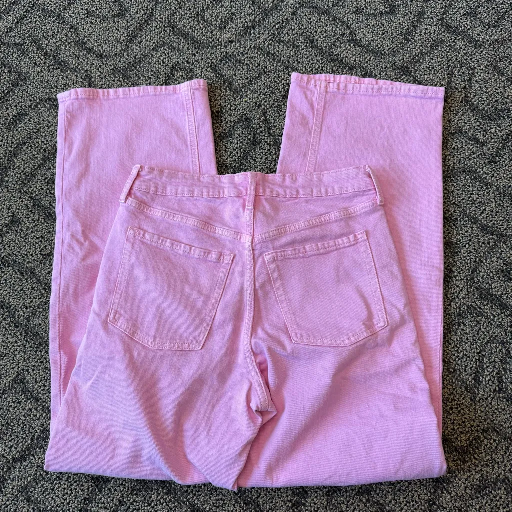 Old Navy Pink Extra High-Rise Sky-Hi Wide Leg Jeans - Image 5