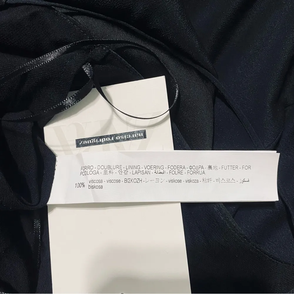 Zara Narciso‎ Rodríguez Black Christmas Maxi V-Neck Silk Blend Slip Dress Sz M - Image 16