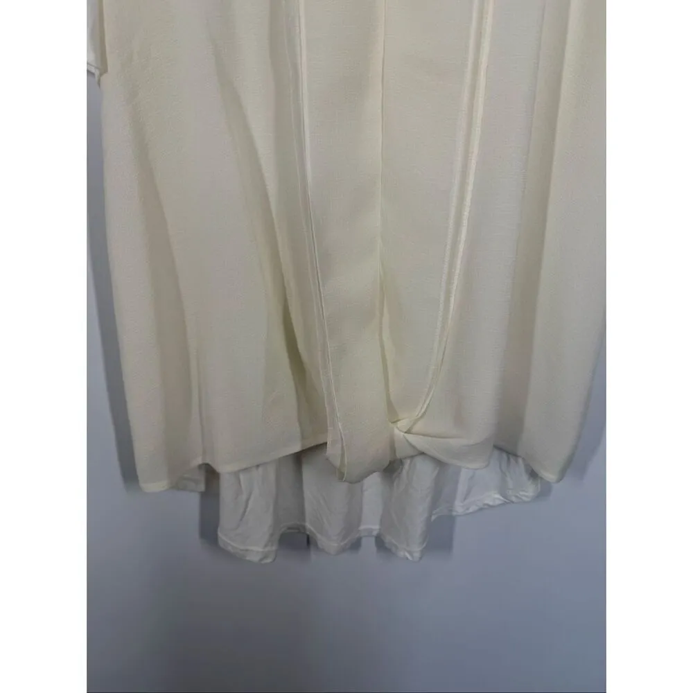 Box 1 H by Halston high low cream blouse size medium - Image 5