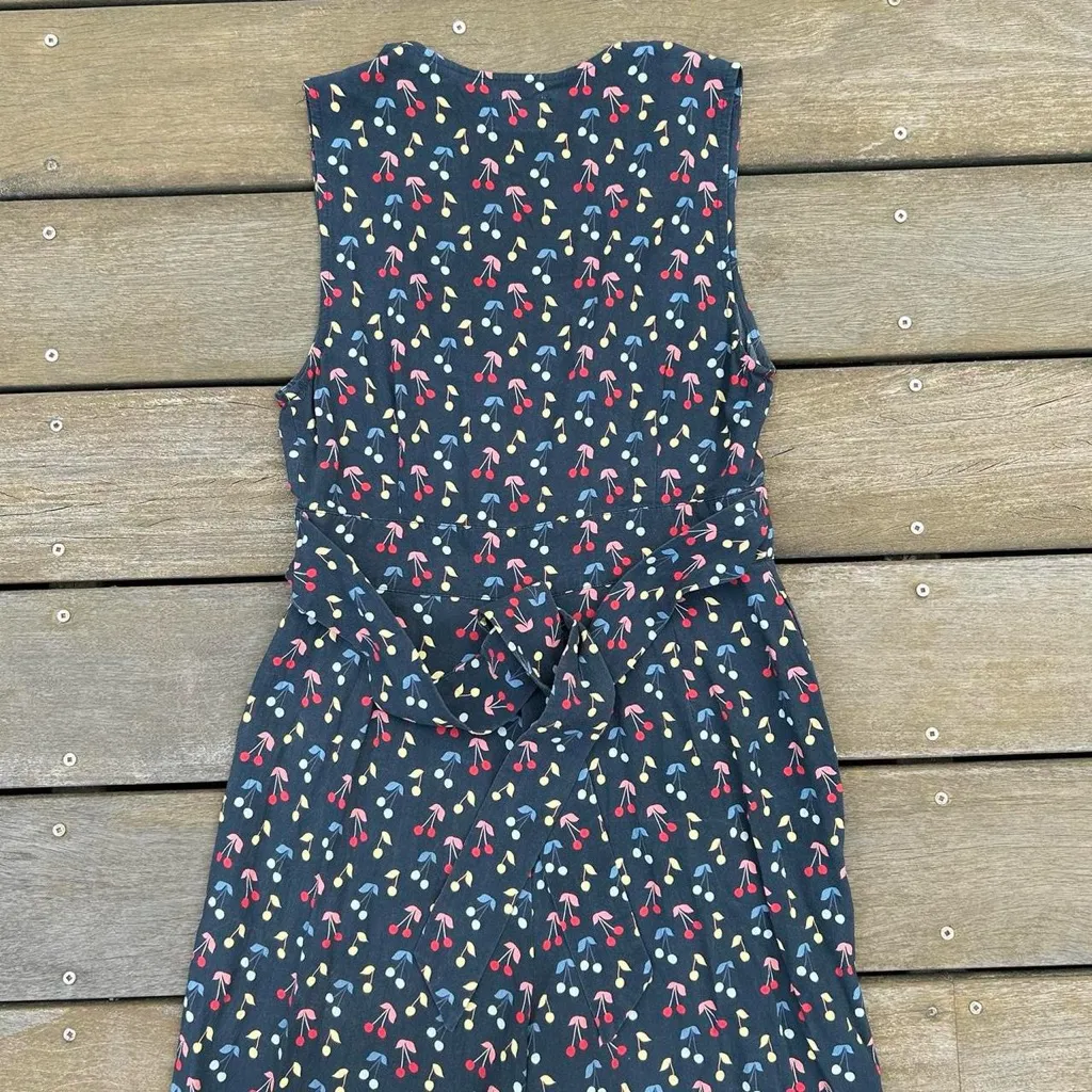 Navy Blue Marine Layer Cherry Print Holli Jumpsuit Wide Leg - Image 5