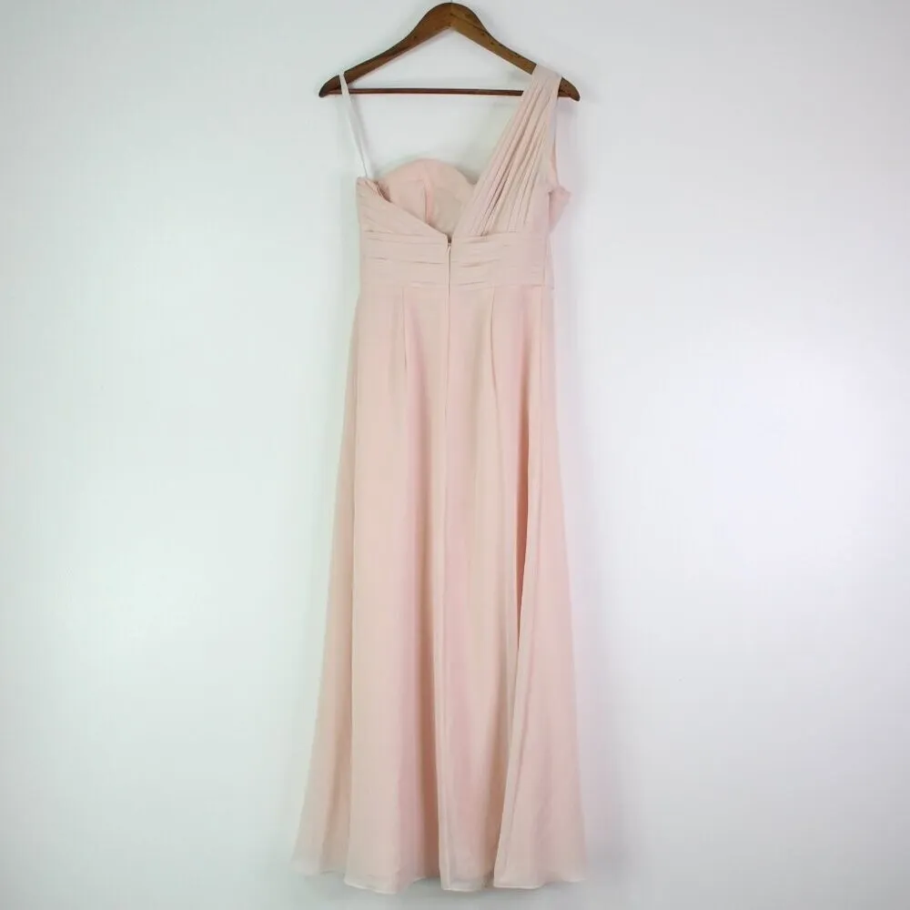 Bill Levkoff Pleated Chiffon One Shoulder Maxi Dress Pink Size 8‎ - Image 5