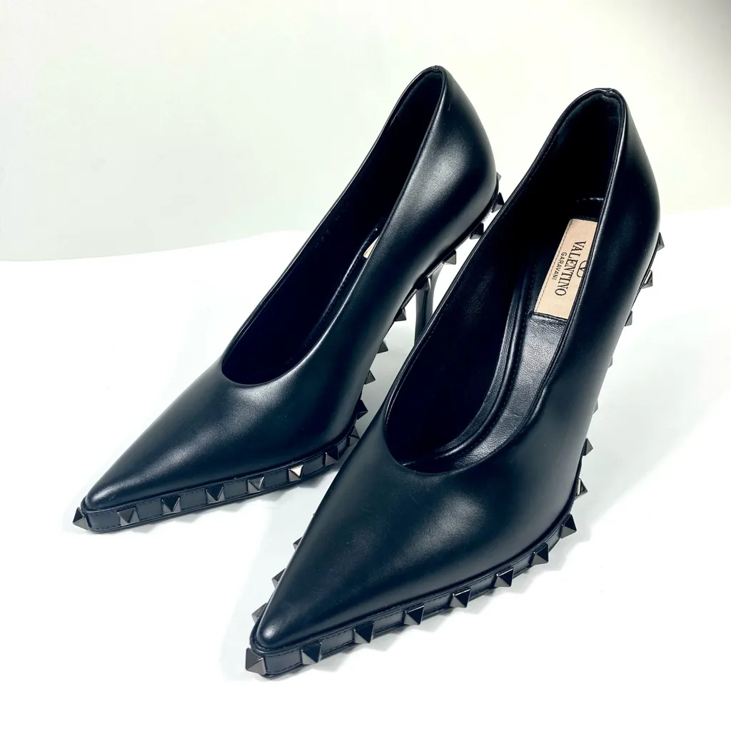 Valentino Garavani Rockstud 100 Leather Heels Pumps Black 36 EU NEW 3W0S0HX8NIB Size 6 - Image 6