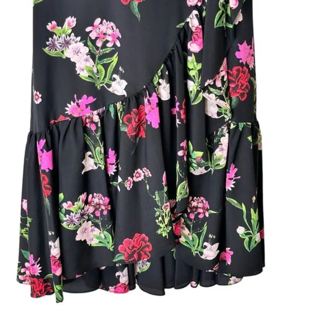 NWT Eliza J 8 Black‎ Floral sleeveless Midi Wrap dress - Image 7