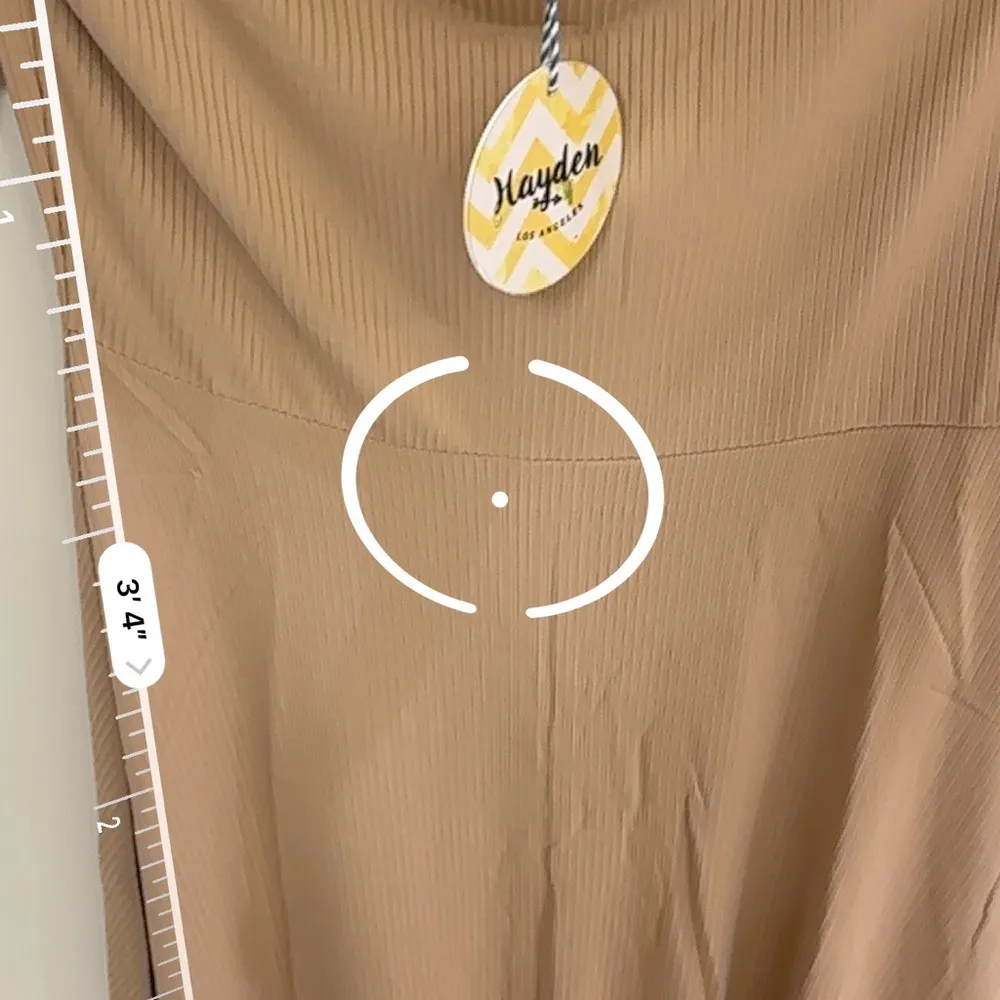 Hayden Women’s Nude Stretchy Ribbed Off the Shoulder Dress Size L - Image 4