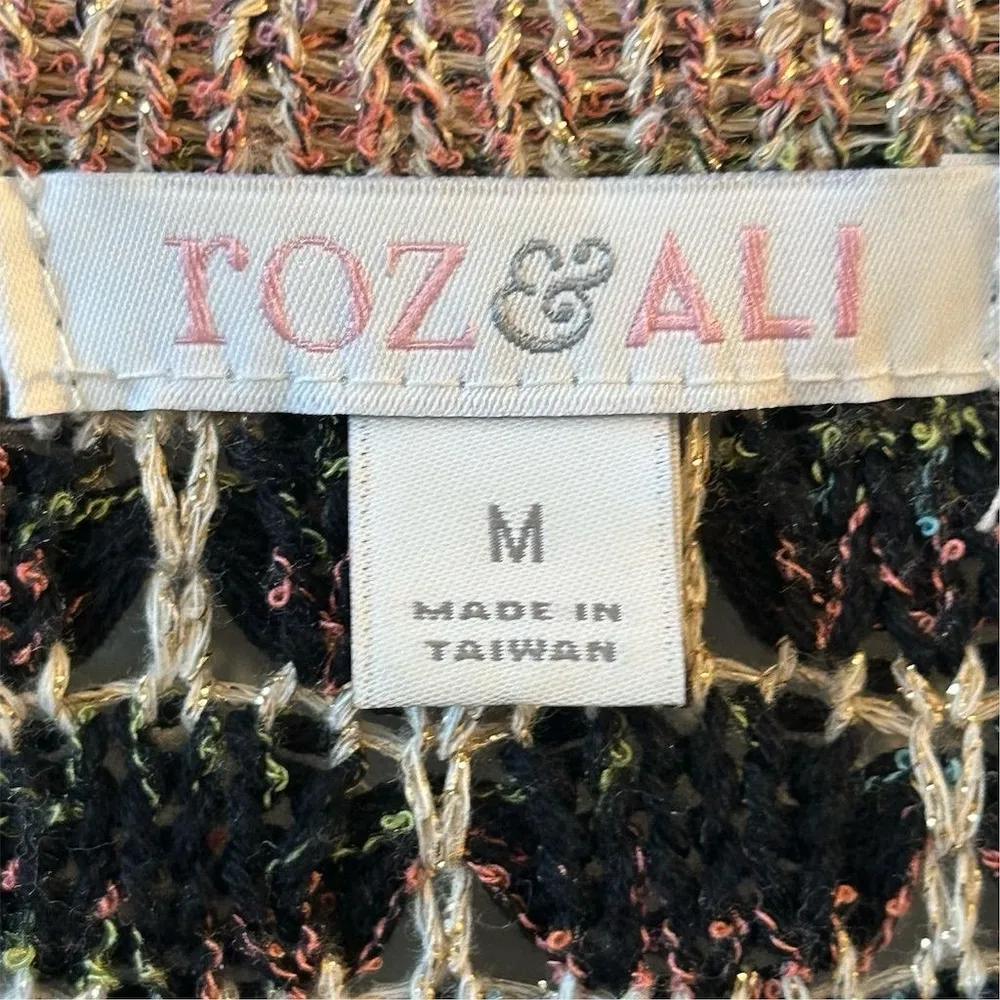 Roz & Ali Women's M Open Front Cardigan with Metallic Threading - Image 8