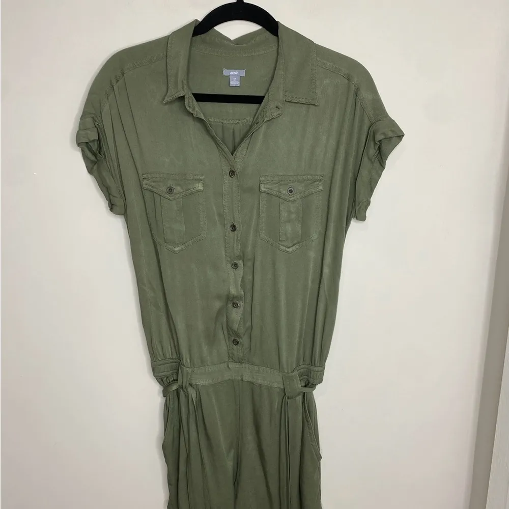 Aerie Olive Green Short Sleeve Utility Romper Small - Image 2