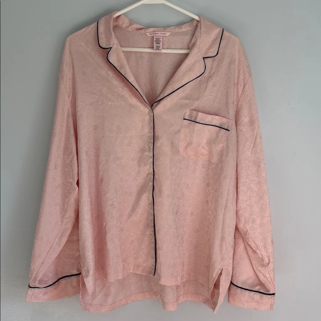 Victoria's Secret Glazed Satin Dew Drop Long Pajama Set Bling Belt Size XL - Image 11