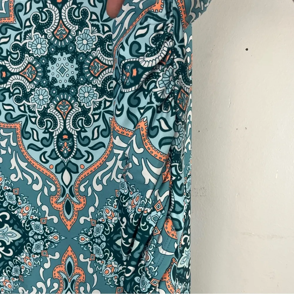 Jantzen Surplice Maillot One-Piece Swimsuit Blue Medallion and Skirt Size 24W - Image 16