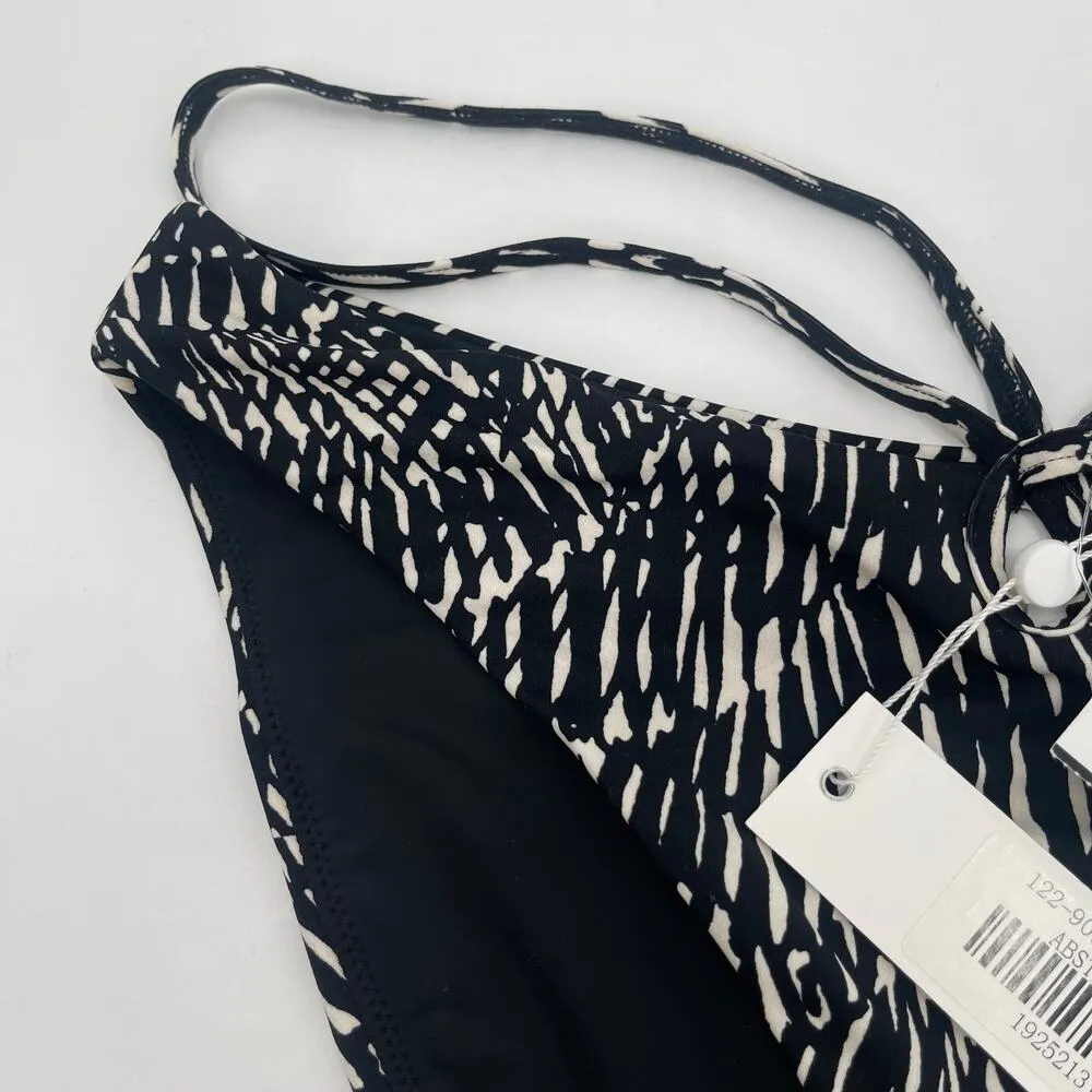 JONATHAN SIMKHAI Alani Bikini Swim Bottoms Size Medium NWT Abstract Fern B&W Black - Image 9