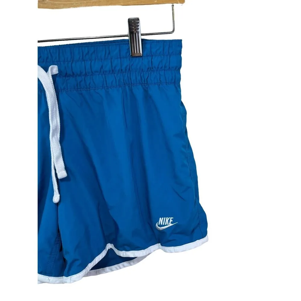 Vtg Nike Blue Shorts Mesh Lined Athletic Medium Sportswear White Women's Elastic - Image 2