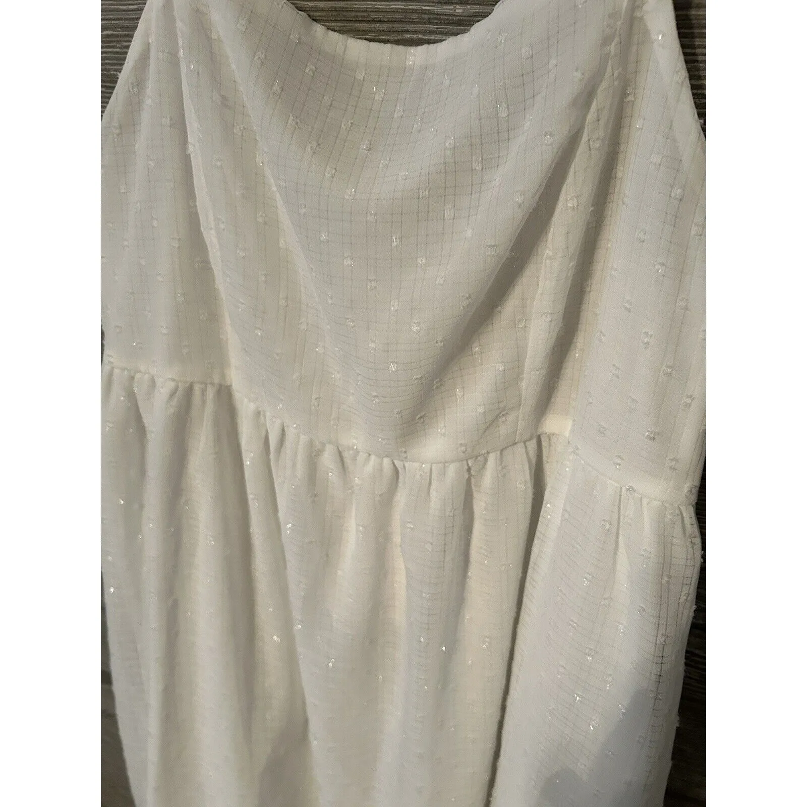 Andree‎ by Unit Mini Dress Large Textured White Tank Babydoll Dress Women's NWT - Image 2