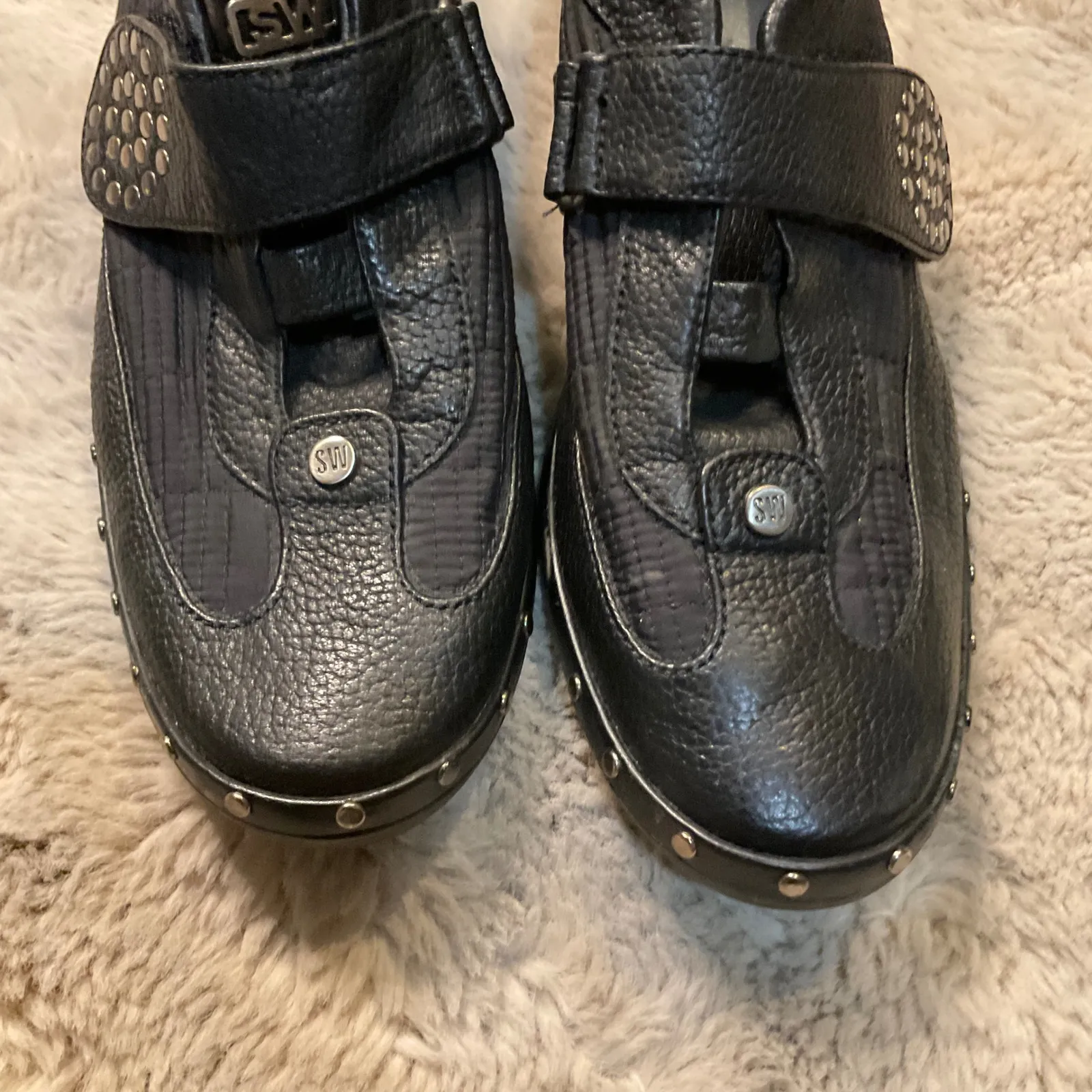 Stuart Weitzman Black Leather Studded Sneakers Size 9 Womens - Image 2