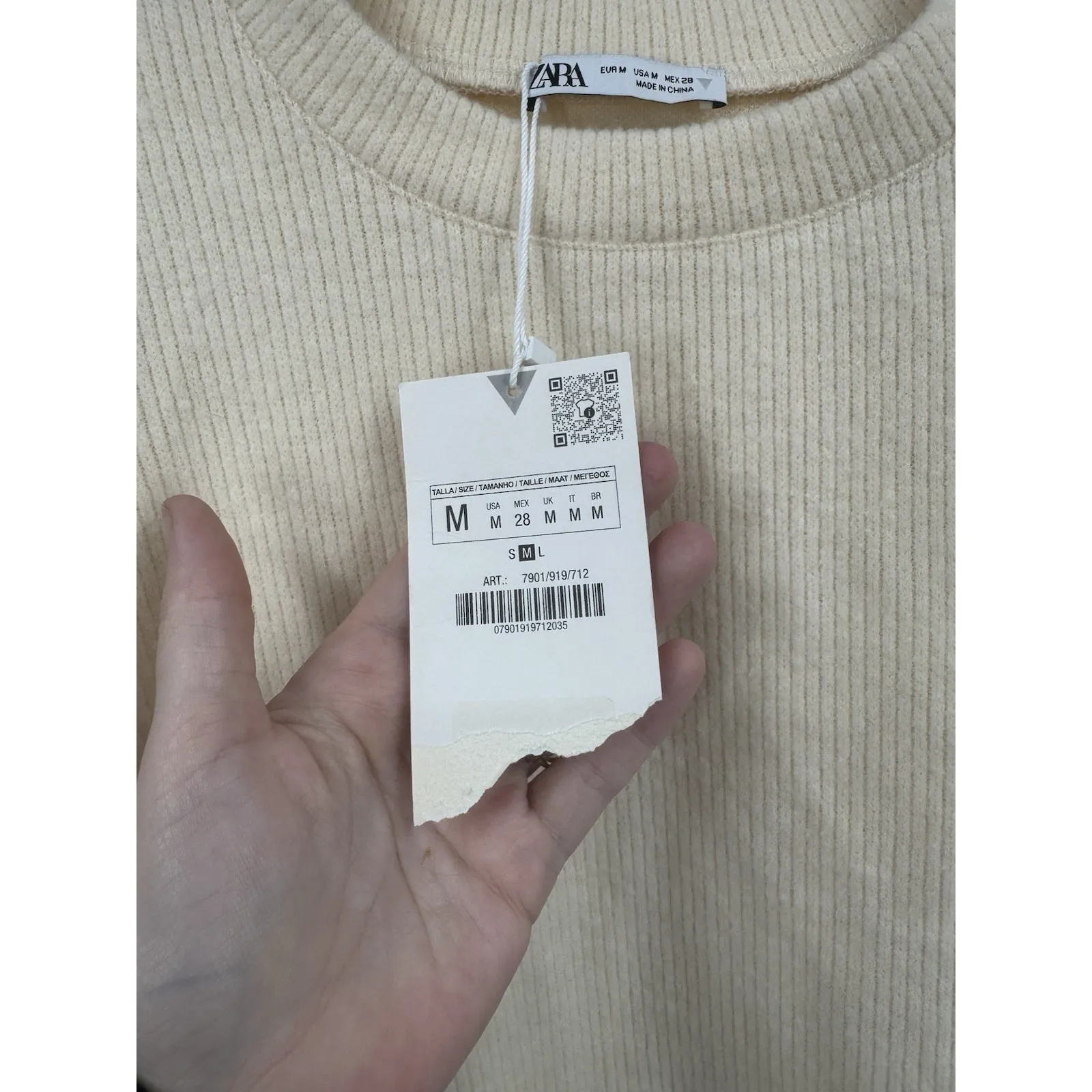 Zara Rhinestone Ecru Western Sweater Women M Cream Rodeo Festival - Image 5