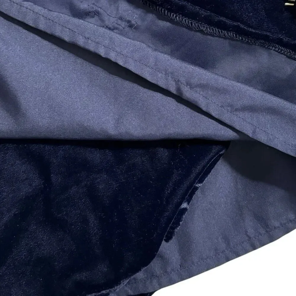 ASOS Mini Wrap Velvet Dress Blue US 6 Floral 3D Embellishments Baby Doll Dainty - Image 6