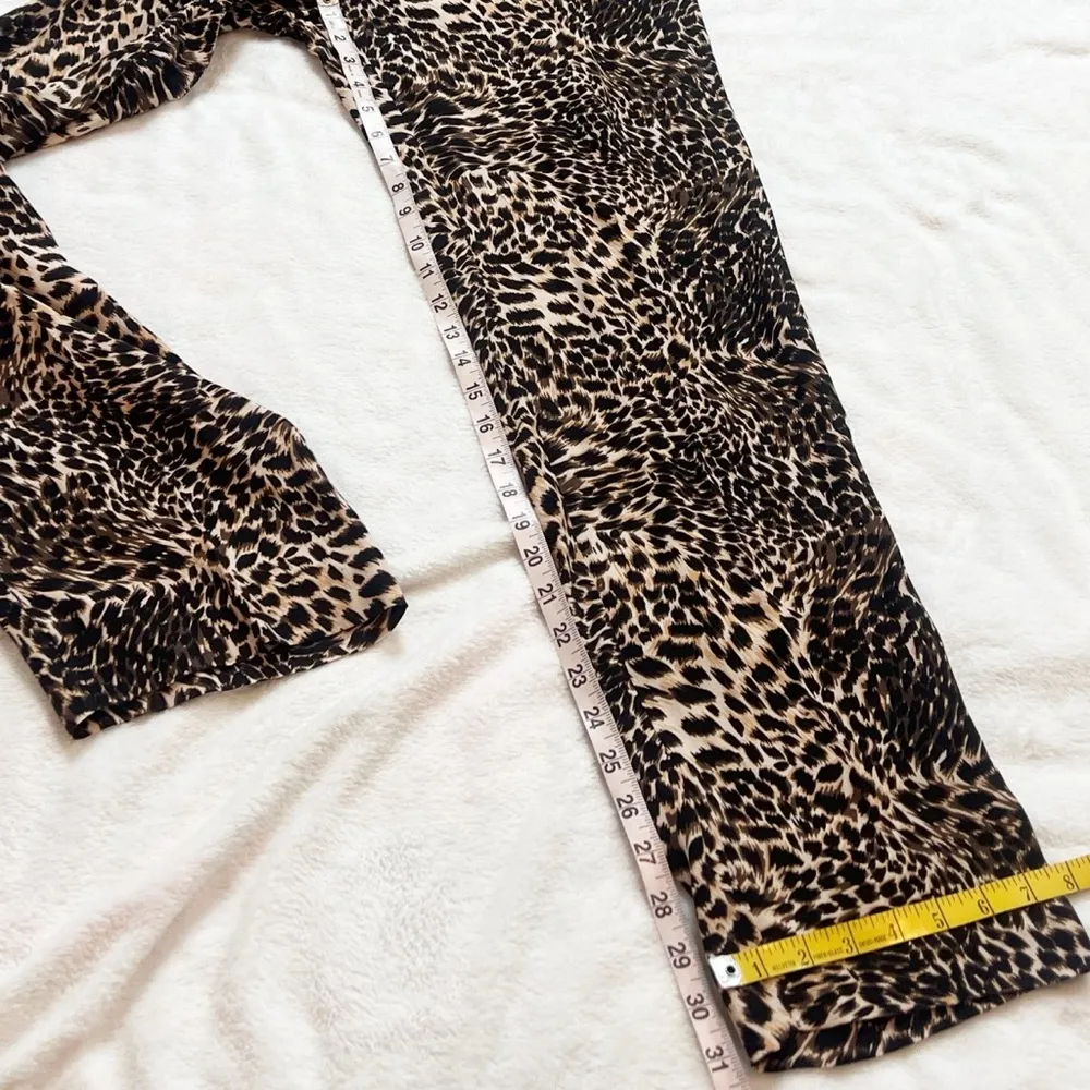 NEW Gianni Bini Leopard High Rise Straight Leg Pleated Pants Brown Black Pockets - Image 5