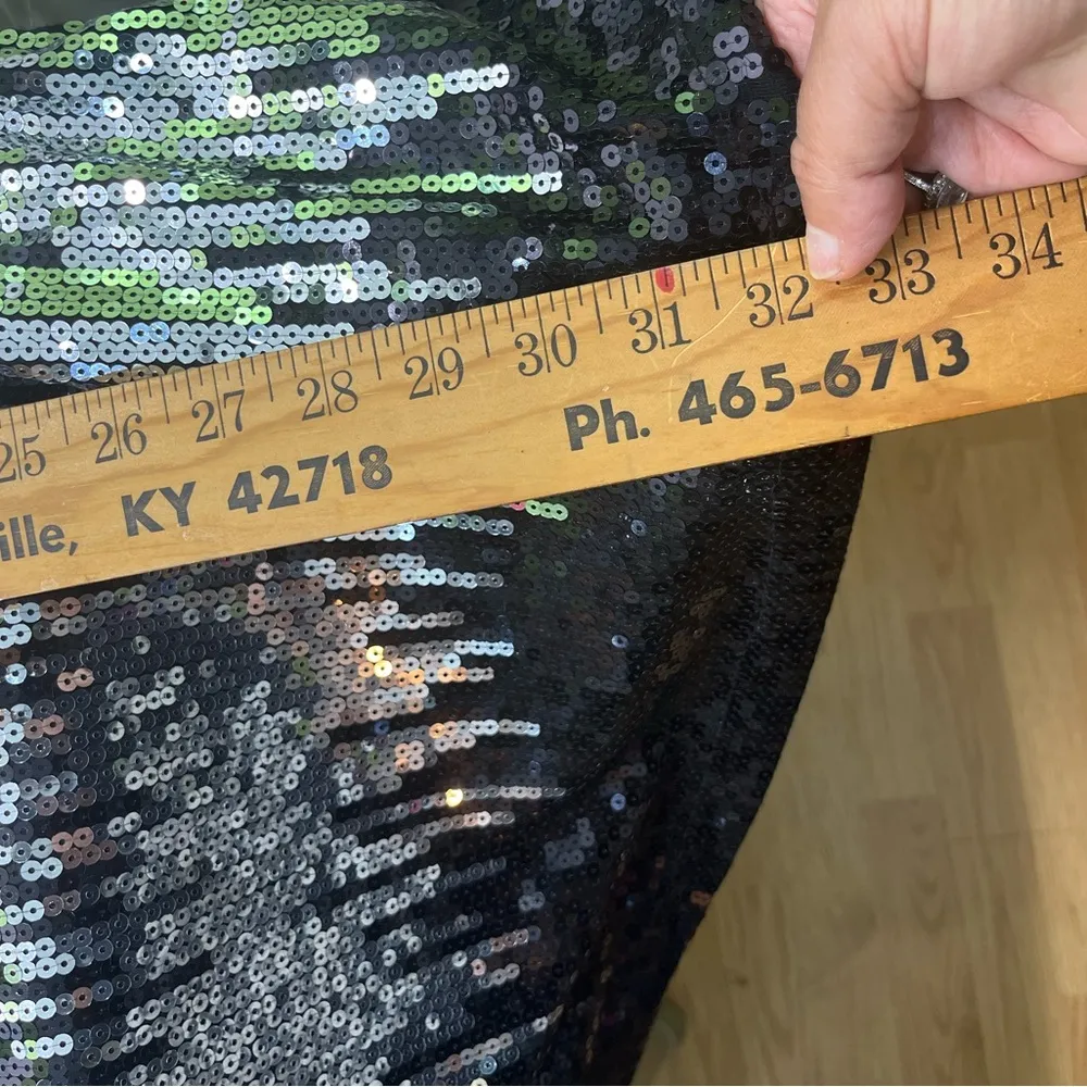 PINK COLLECTION SEQUINS DRESS L BLACK/SILVER PREOWNED Black Size L - Image 4