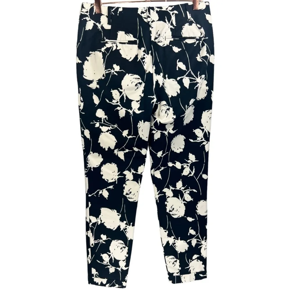 Boden Women's Black White Floral Print Cropped Trousers Pants Size 6 Long Preppy - Image 2