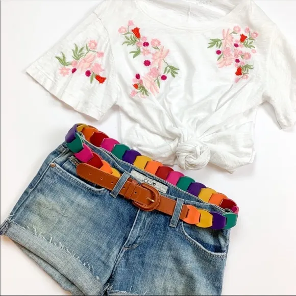 Multicolor Rainbow Loop Leather Belt Pink - Image 2