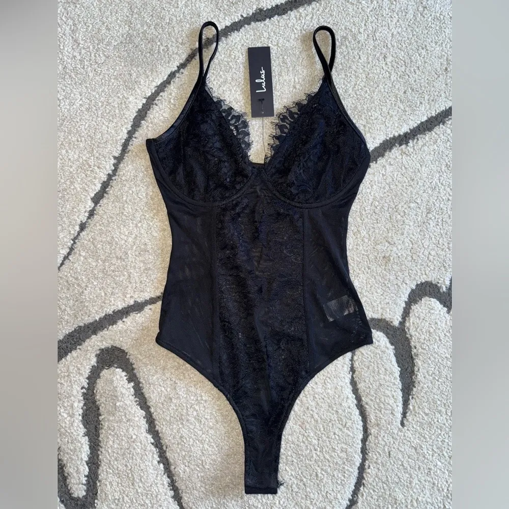 Lulus Draw You In Black Sleeveless Lace Bustier Bodysuit - Size XS - Image 4