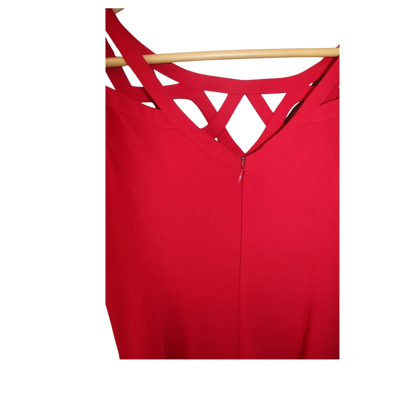 White House Black Market Red Fit & Flare Cut-Out Dress Women's Size 2 - Image 3