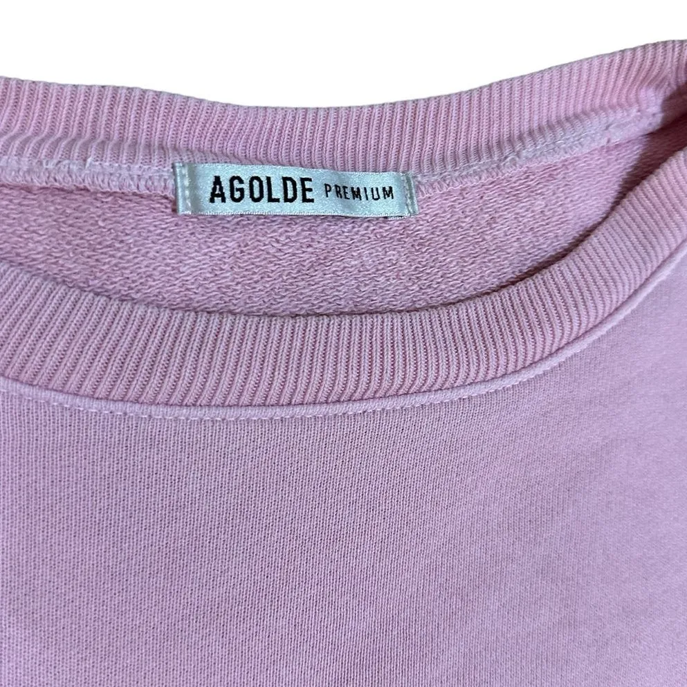 AGOLDE Sweatshirt Distressed Pink Cropped Cotton - Image 2