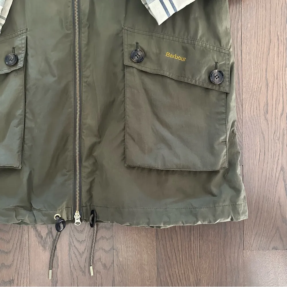 Barbour Keldy Water Resistant Showerproof Tartan Gold Jacket Dusky Green US 8 - Image 2