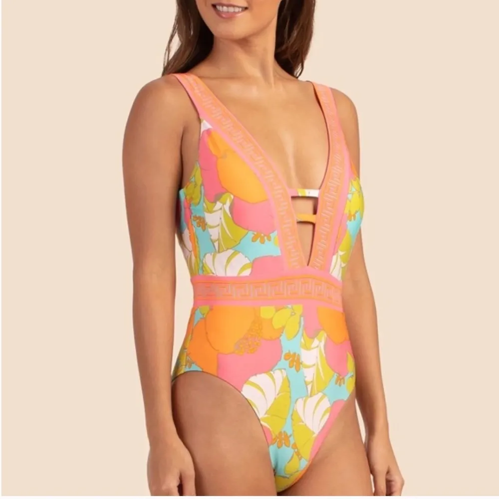 TRINA TURK PLAYA DE FLOR PLUNGE MAILLOT ONEPIECE SWIMSUIT 10 NWT - Image 2