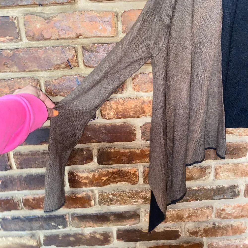 Romeo & Juliet Couture Brown Black Draped Open  Cardigan Sweater Size Medium - Image 2
