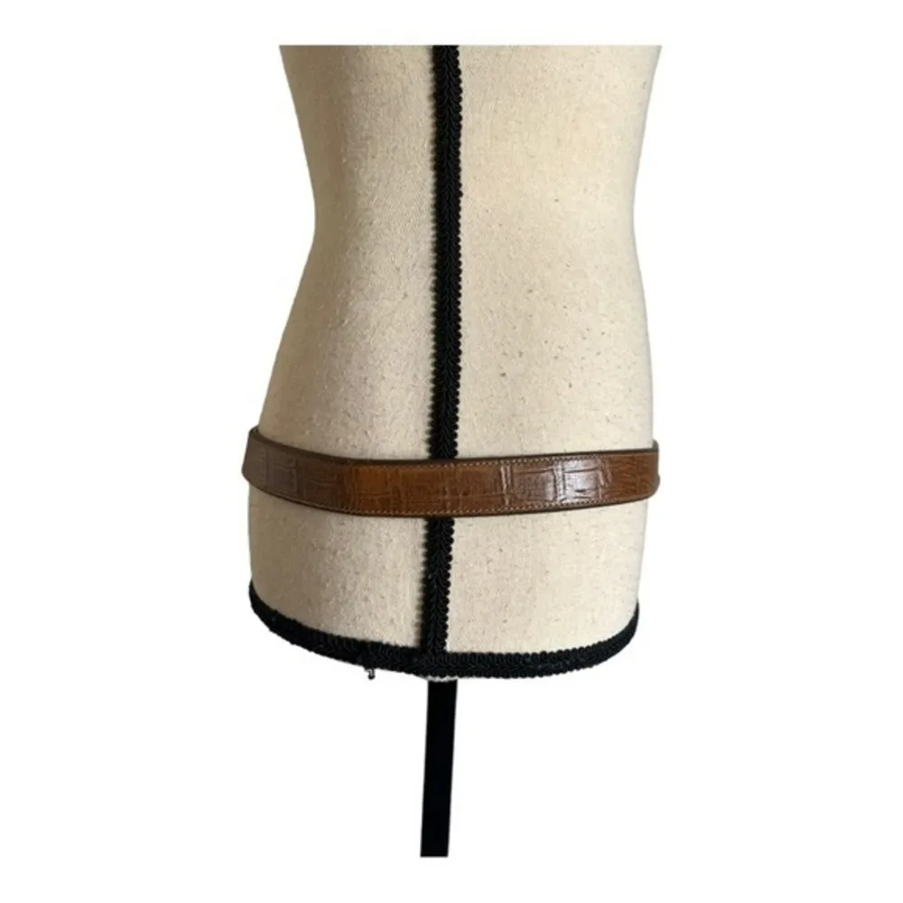 Savage Croc Embossed Brown Leather Belt - Image 6
