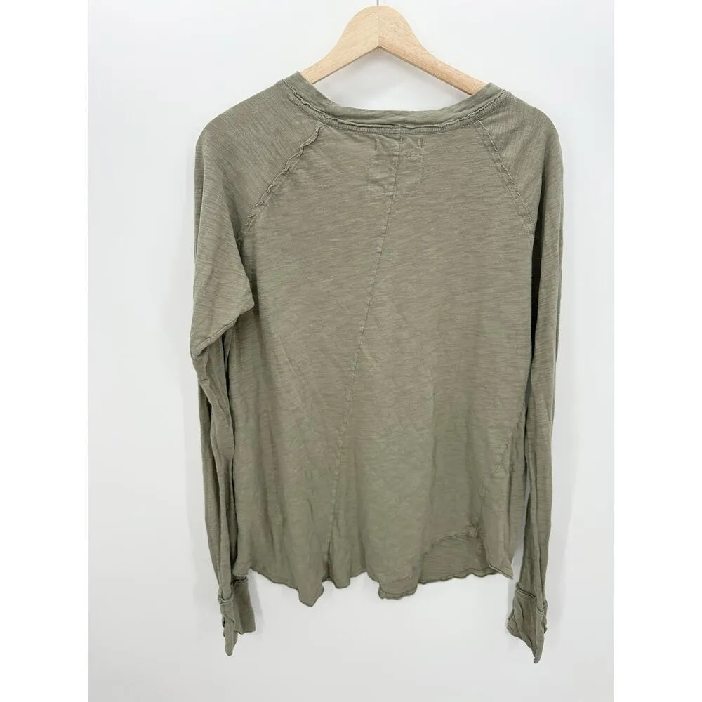 We The Free Arden Extra Long Cotton Top In Washed Army Long Sleeve Women XS - Image 2