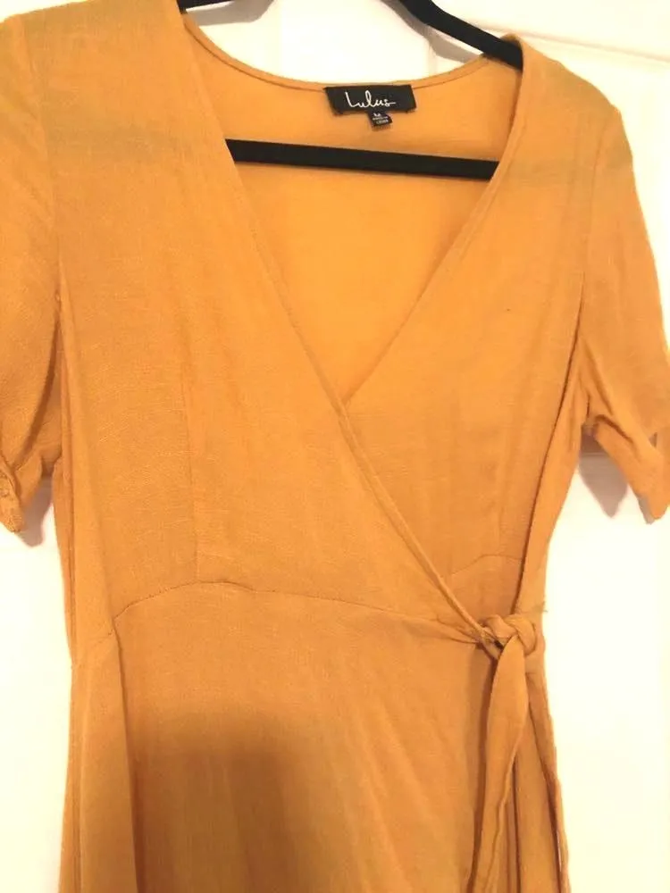 Lulus Yellow Wrap Dress - Image 4