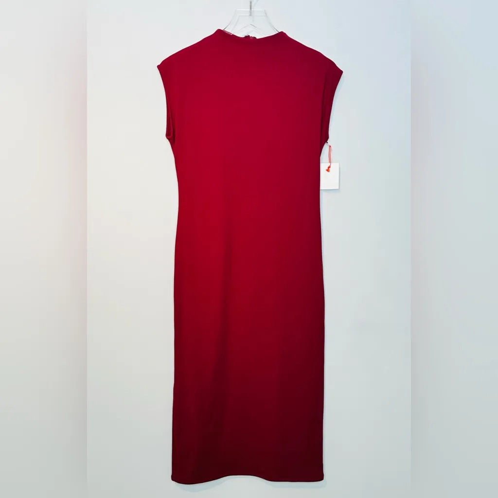 Open Edit Smooth Edit Funnel Neck Burgundy Wine Red Midi Dress Size M NWT - Image 3