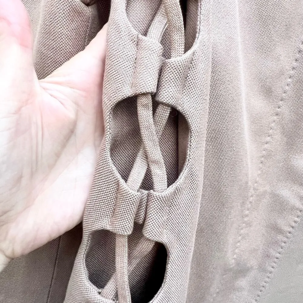 Helmut Lang Long Sleeve Side Cut Out Button Front Long Coat Brown Women's US 6 - Image 10