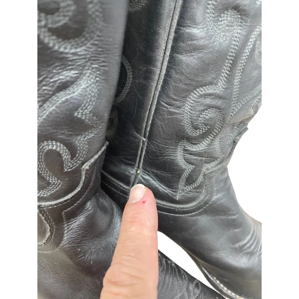 Justin Boots Womans Vintage Black Leather Western mid Calf Boots 6.5B SKU 9561 - Image 16