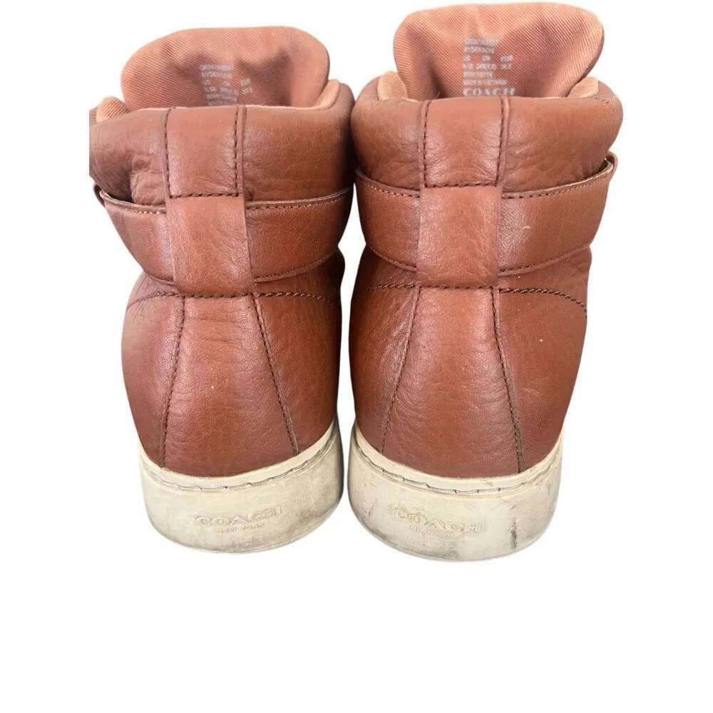 Coach Richmond High Top Sample Sneakers Saddle Soft Nappa Leather Size 8.5B - Image 8