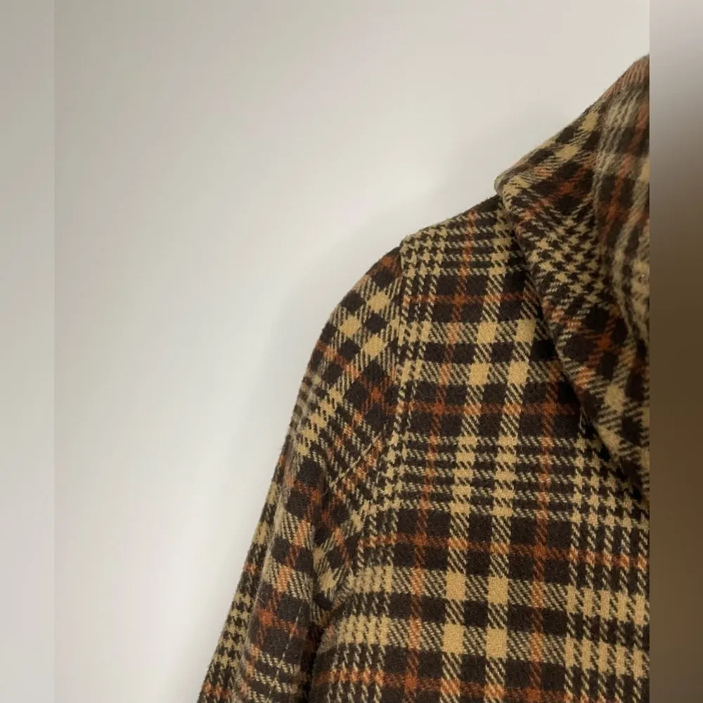 Zara Wool Blend Long Plaid Retro Hooded Trench Coat - Image 3