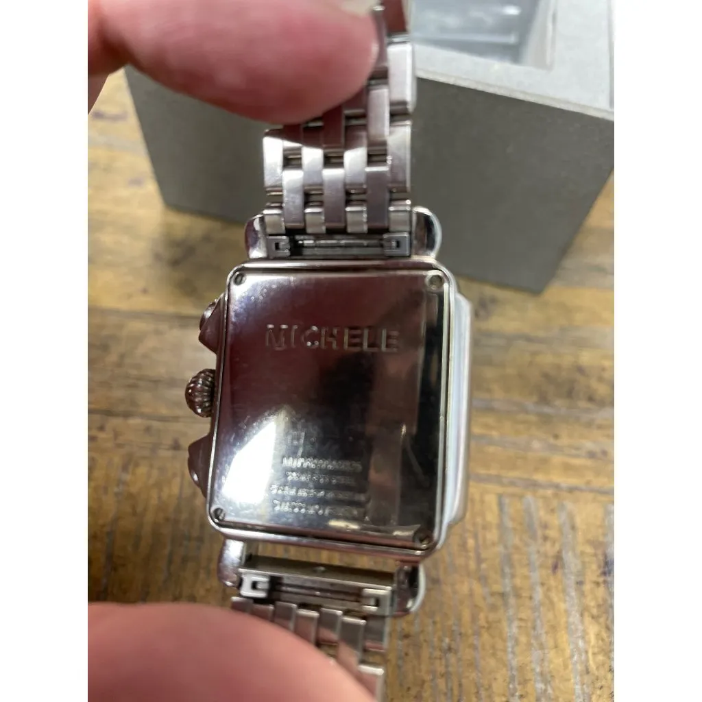 Michele Deco Stainless Steel Chronograph swiss movement watch With Box SKU 9190 Silver - Image 8