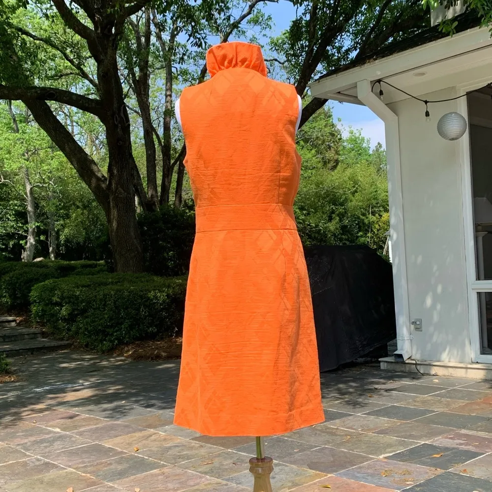 Milly of New York Orange Textured Ruffle Dress 6 - Image 9