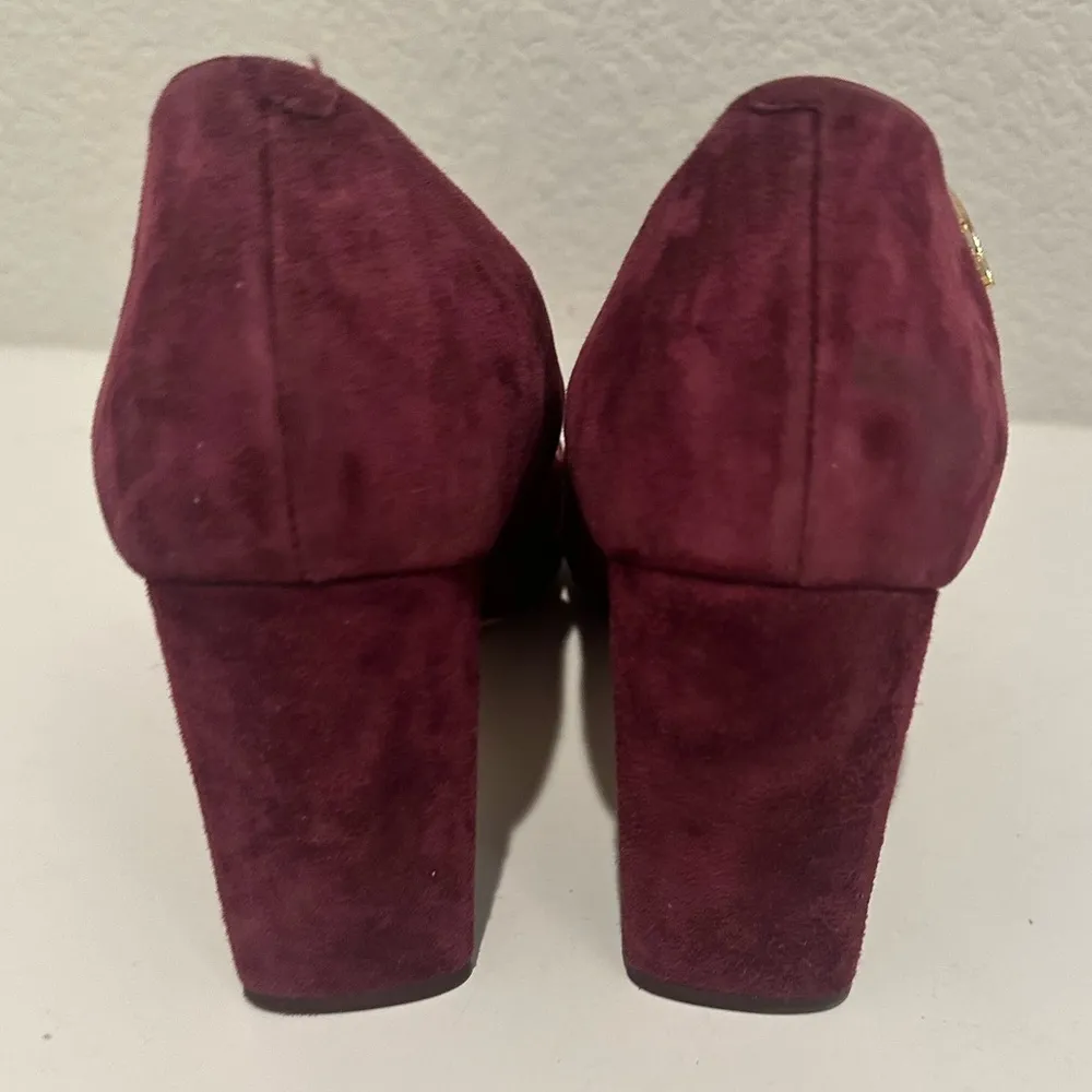 Tory Burch Elizabeth Round-Toe 85MM Pump Port Plum Chunky Heel Size 10.5 - Image 9