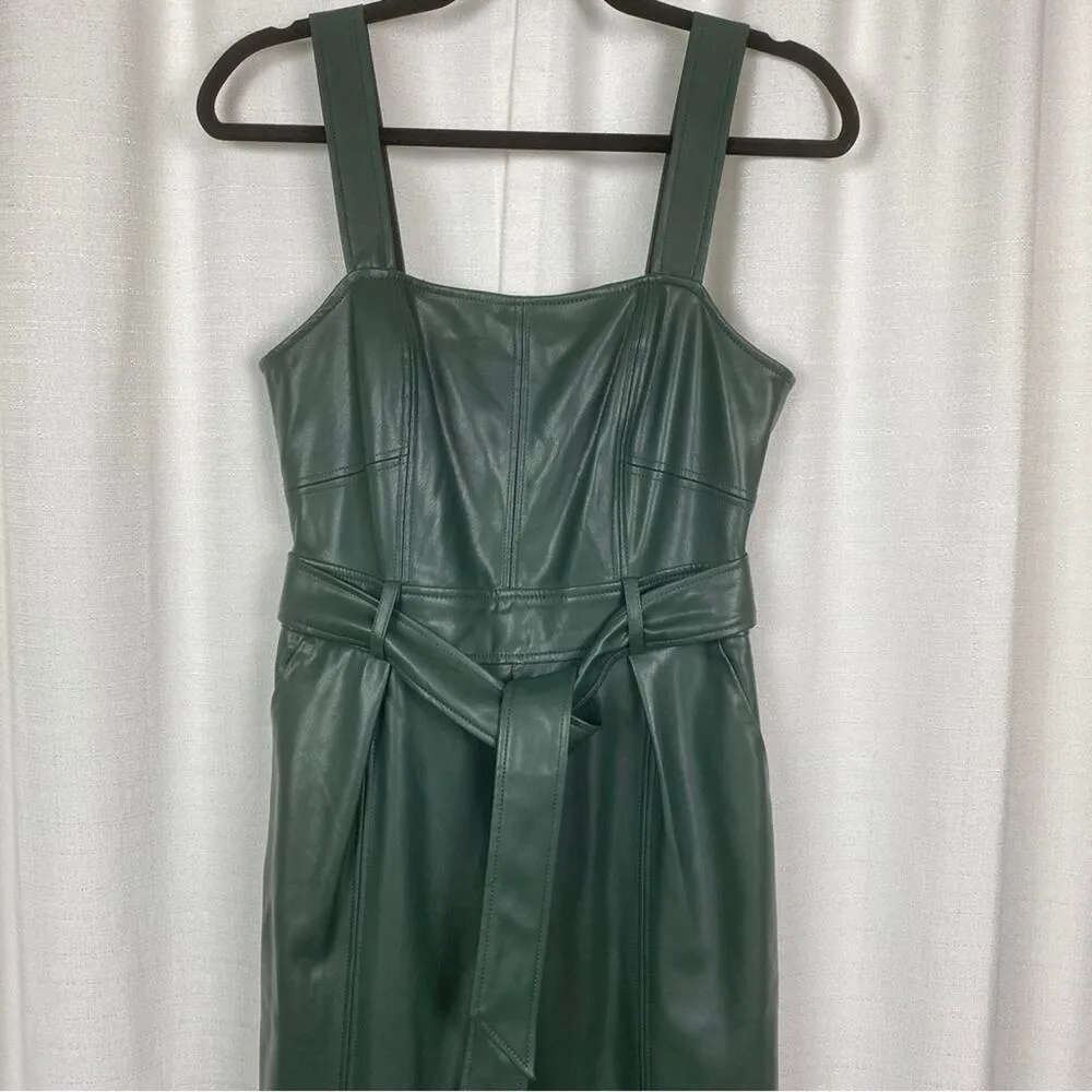 Anthropologie Green Faux Leather Samira Cropped Jumpsuit Sz.2 - Image 5