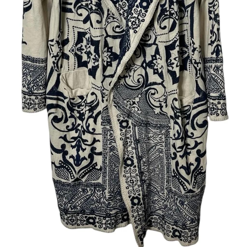 Johnny Was Biya Nebolisse Duster Women’s Large Beige Hooded Boho Embroidered - Image 4