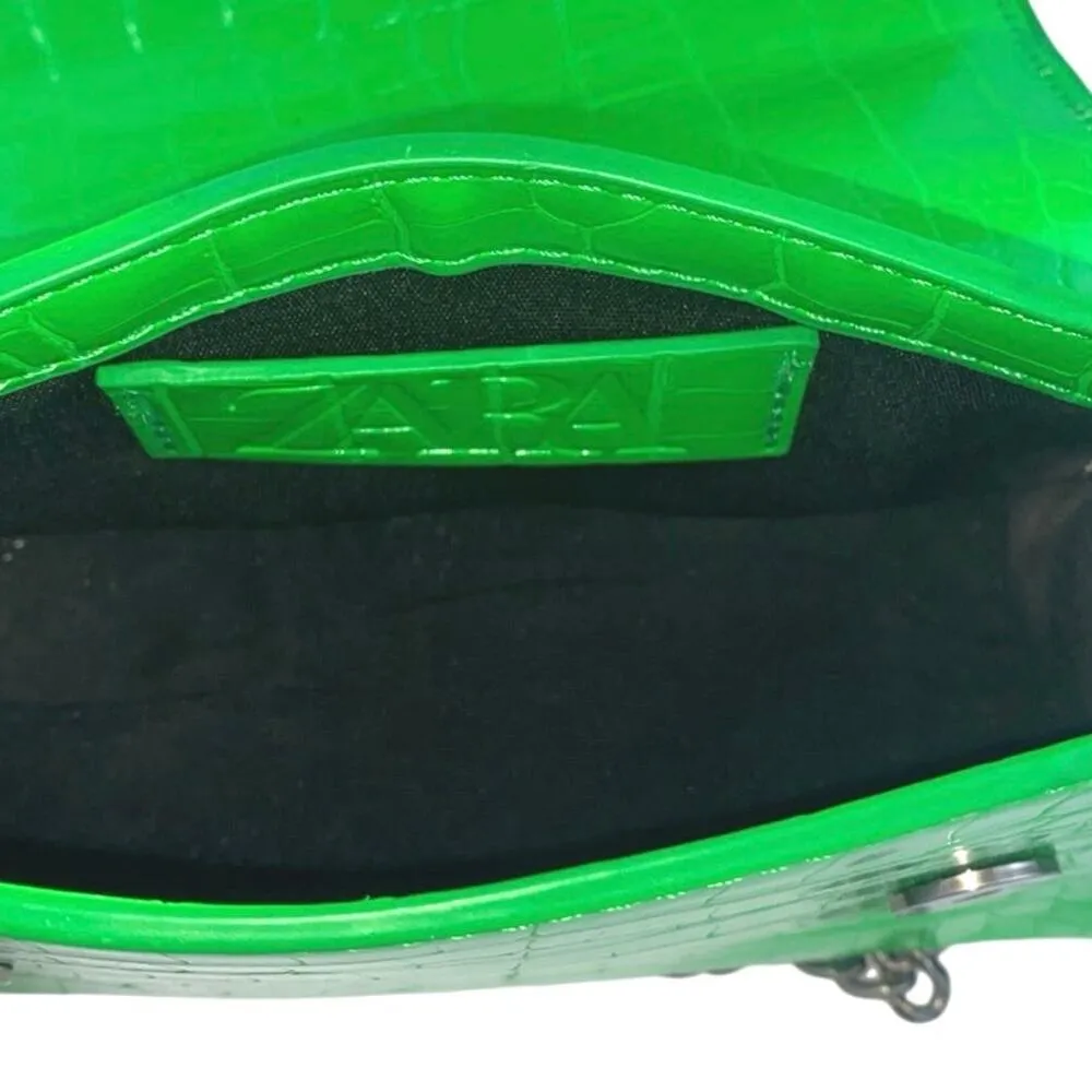 Zara Kelly Green Faux Leather Vegan Crossbody Chain Strap Mini Bag Handbag OS - Image 4